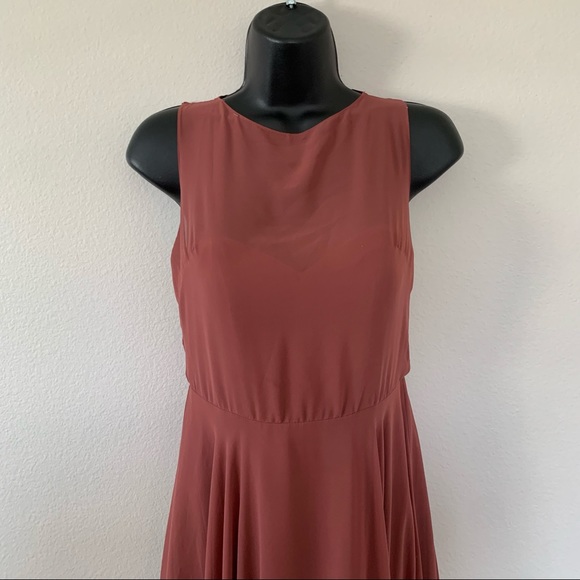 Jenny Yoo Elizabeth Sleeveless Sweetheart Neck Chiffon Maxi Gown Cinnamon Pink - Picture 6 of 16